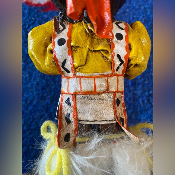 VTG 80’ Handcrafted Artisan Made Native Boy on Wooden Stand. Nancy Creates. OOAK - Picture 7 of 10